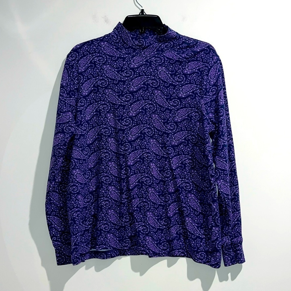 Lands End purple paisley floral top. Size large. - Picture 1 of 6